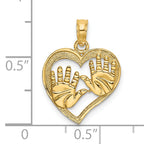 14K Cut-Out Double Hand Prints In Heart Charm