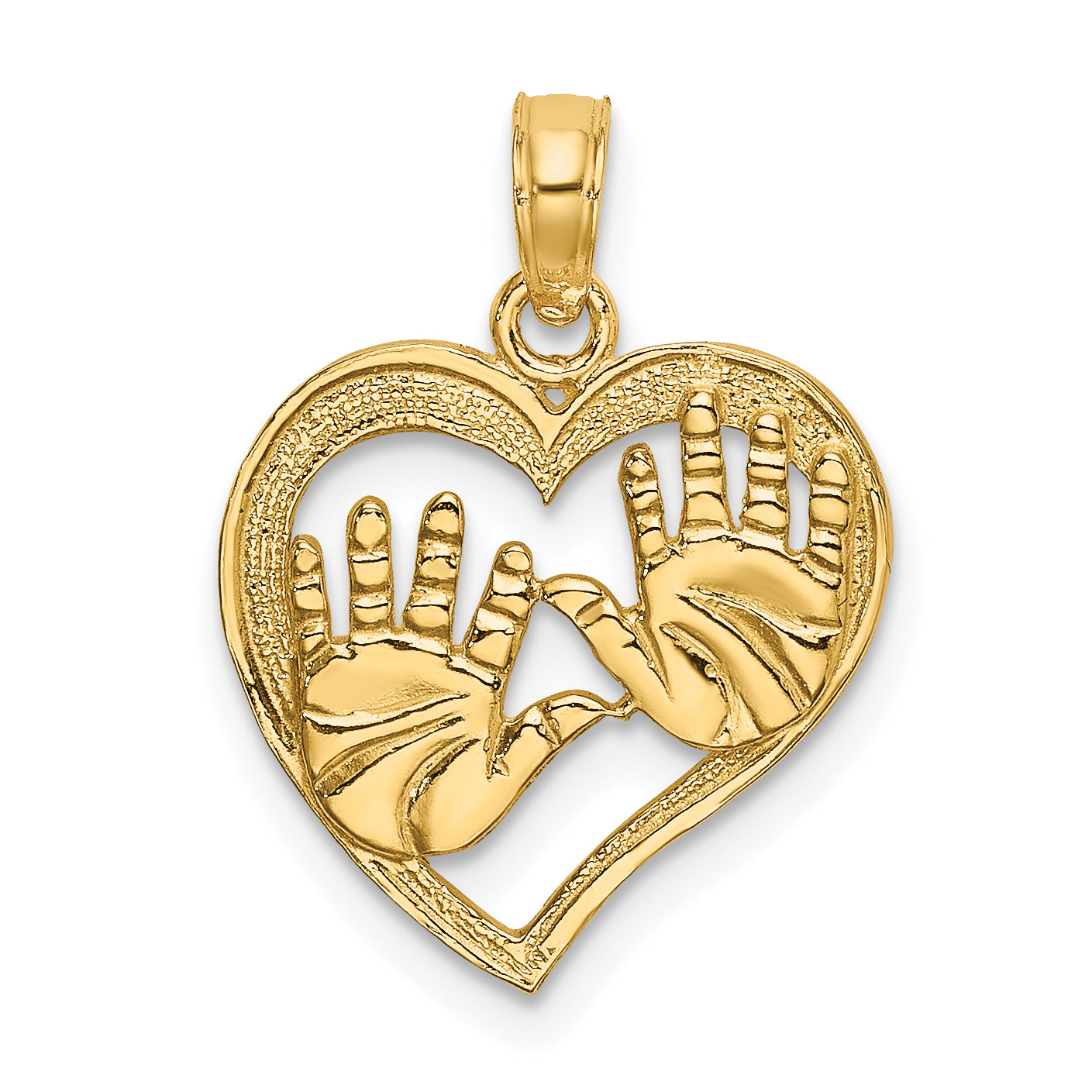 14K Cut-Out Double Hand Prints In Heart Charm Main image