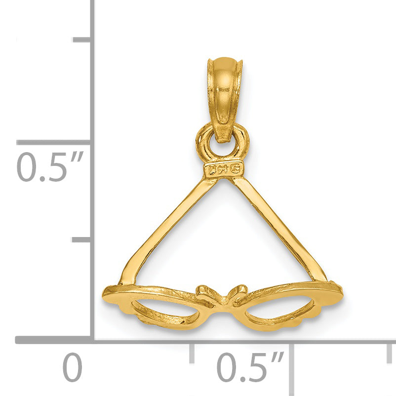 14K 3-D Polished Butterfly Sunglasses Charm