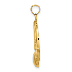 14K  Polished Large Claddagh Heart Charm