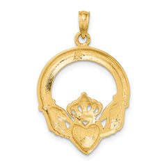 14K  Polished Large Claddagh Heart Charm