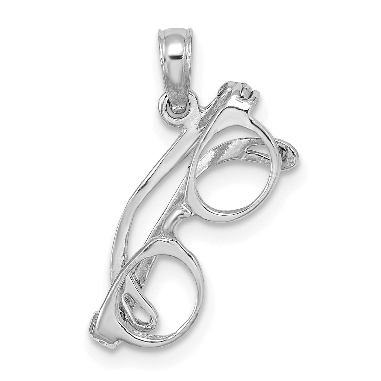 14K White Gold 3-D Moveable Glasses Charm Main image