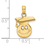 14K Polished Smiley Face w/ Graduation Cap Charm