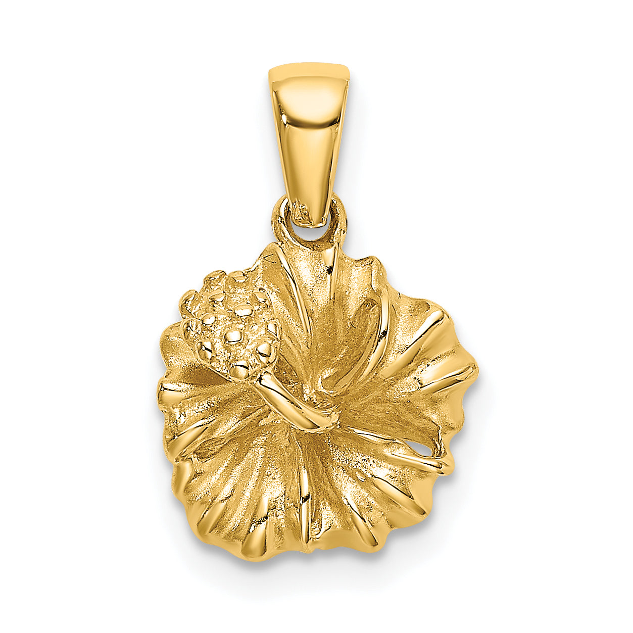 14K Textured Hibiscus Flower Charm Main image