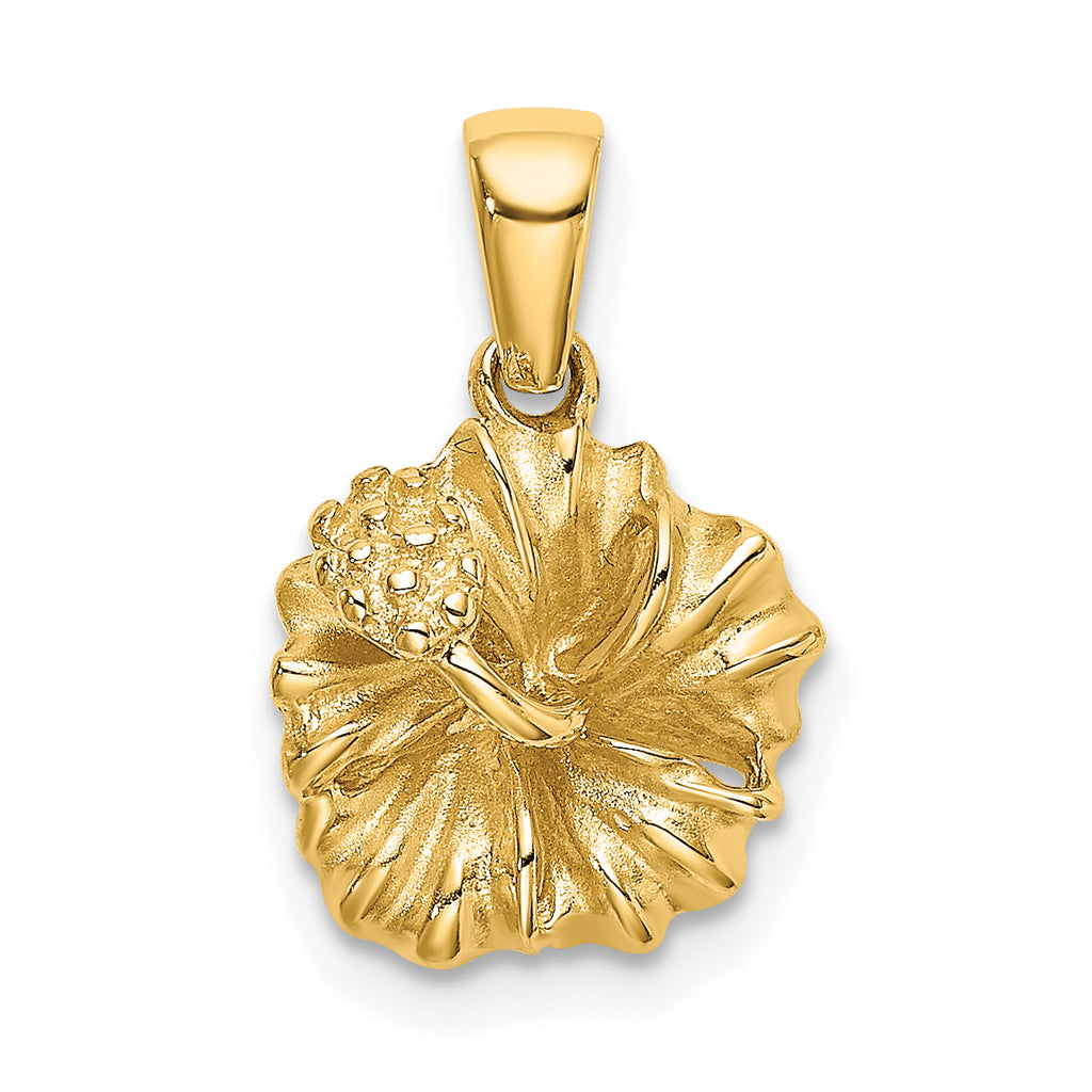 14K Textured Hibiscus Flower Charm