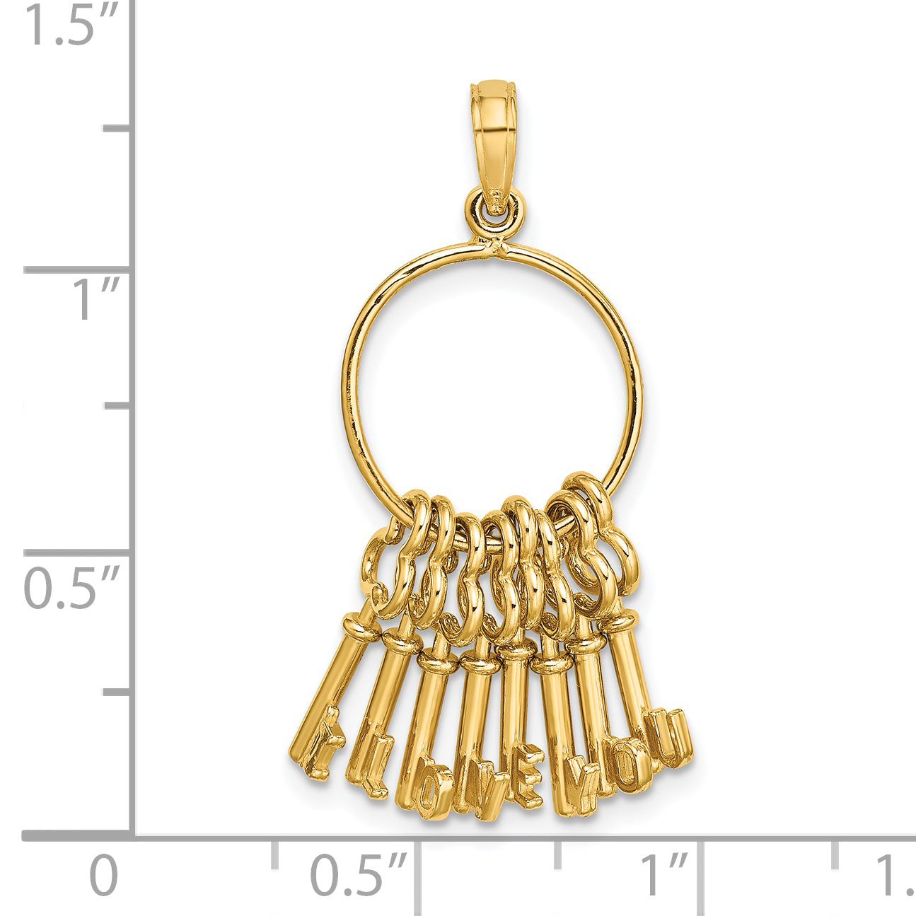 14K Moveable 3D I LOVE YOU  Key Chain Charm