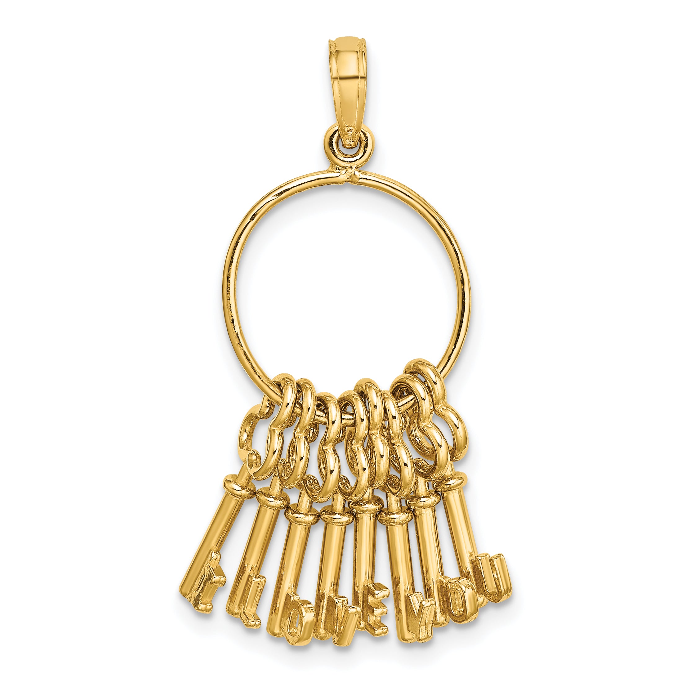 14K Moveable 3D I LOVE YOU  Key Chain Charm Main image