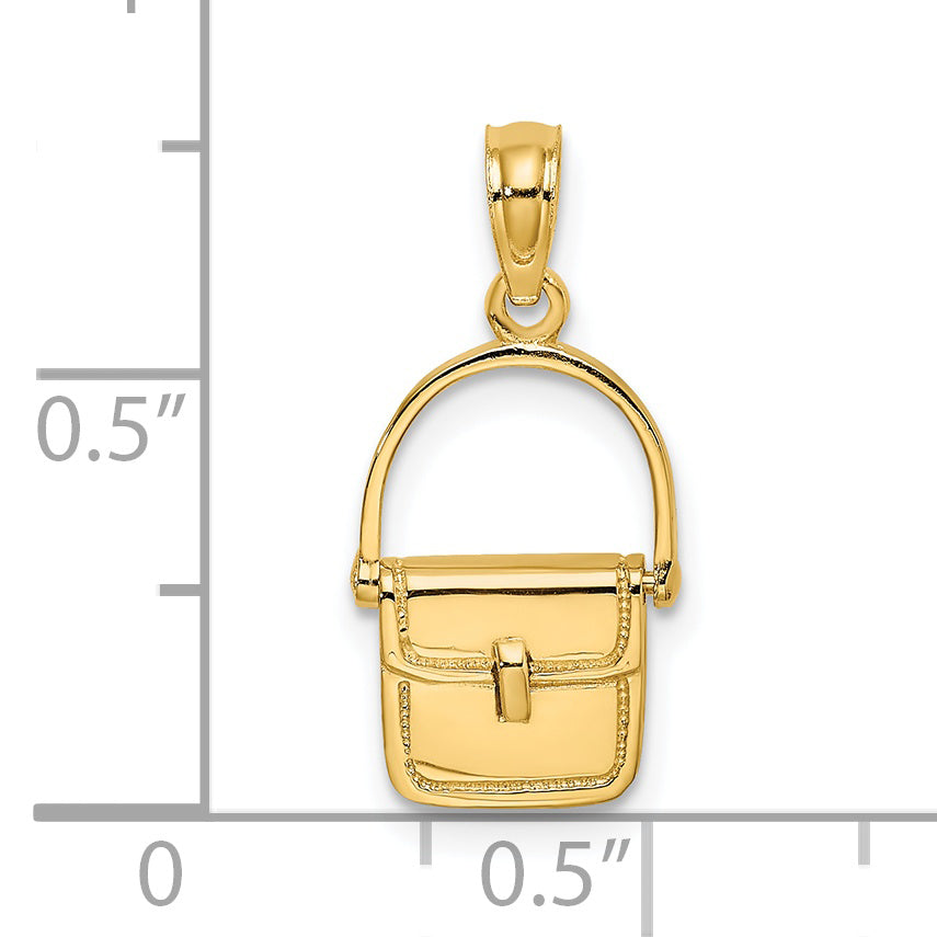 14K 3-D Moveable Polished Purse Charm