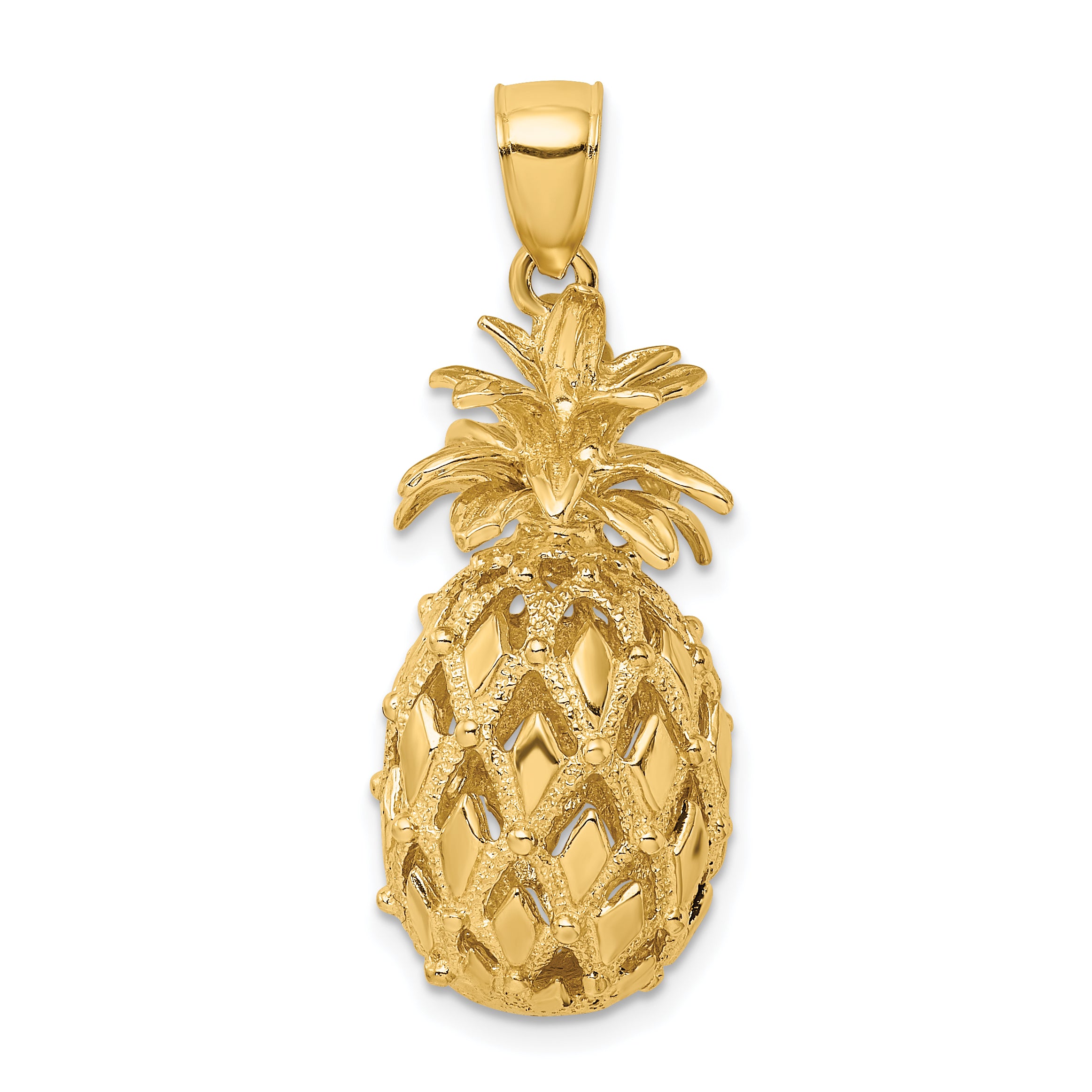 14K 3-D Textured and Polished Pineapple Charm Main image