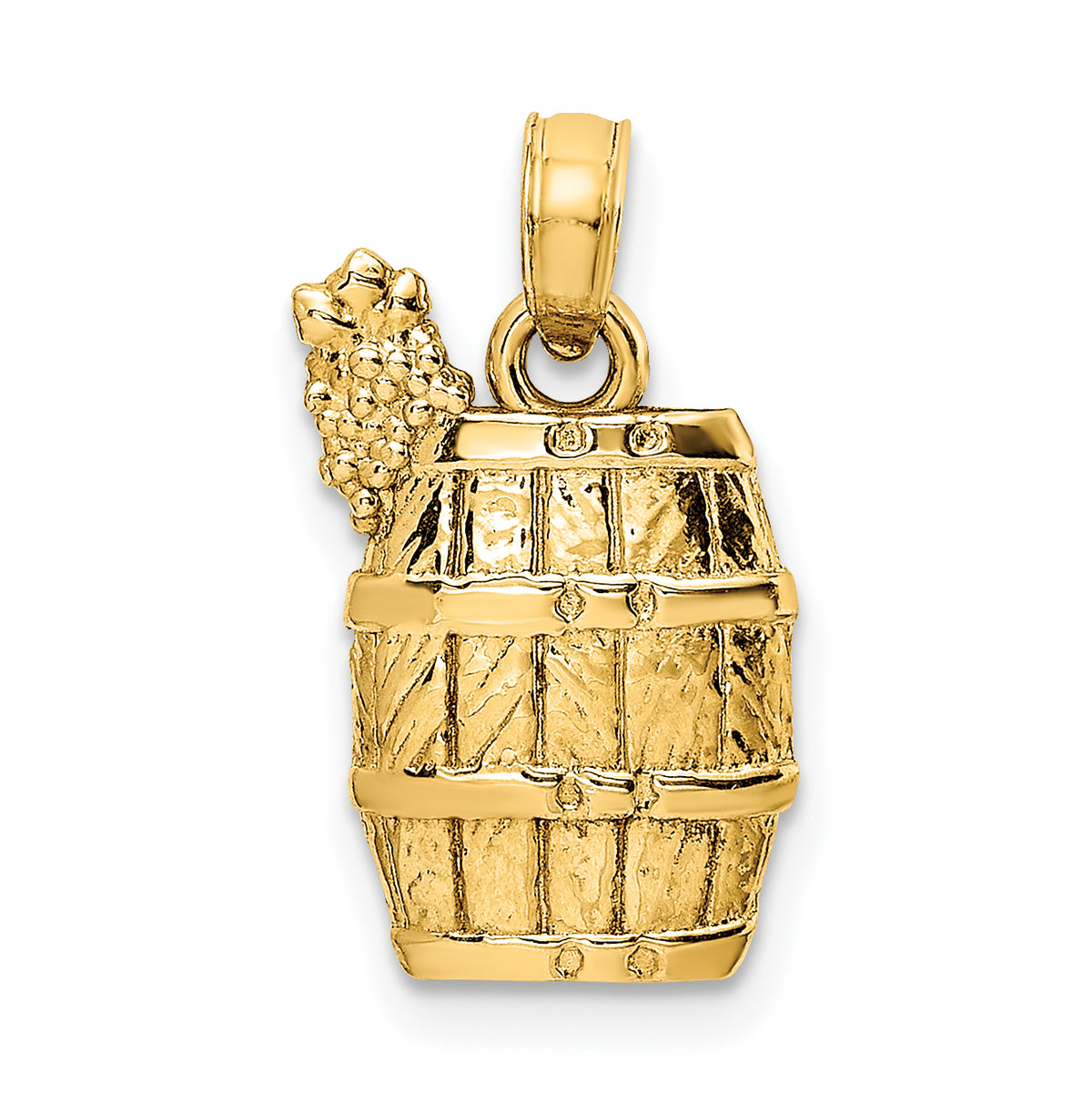 Wine Barrel with Grapes Charm in 14K Yellow Gold, 12mm - Sophia Jewelers Main image