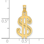 14K Textured Dollar Sign Charm