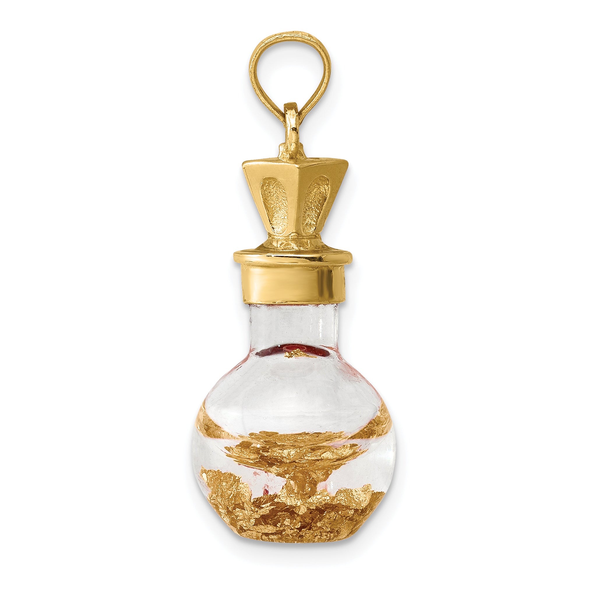 14K 3-D Gold Leaf In Bottle Charm