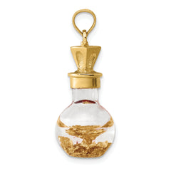 14K 3-D Gold Leaf In Bottle Charm