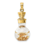 14K 3-D Gold Leaf In Bottle Charm