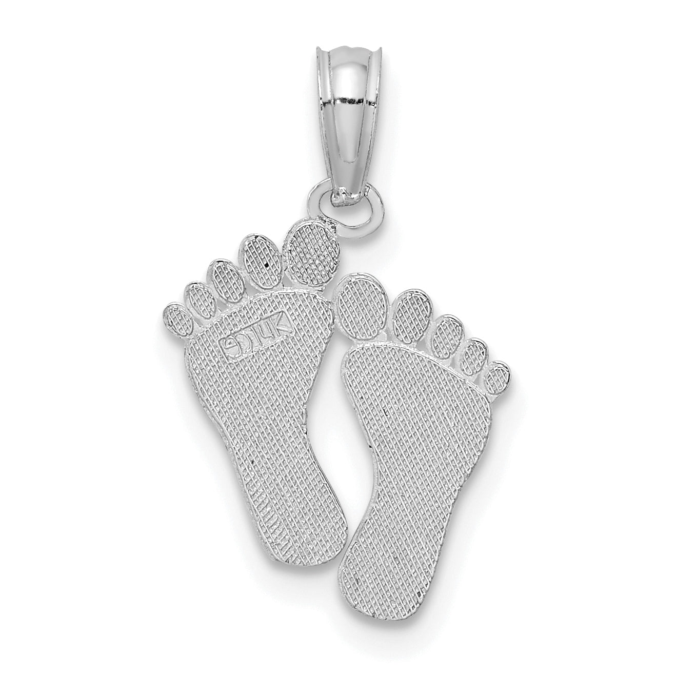 14K White Gold  Double Feet Hang Ten Style Charm