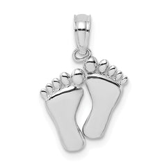 14K White Gold  Double Feet Hang Ten Style Charm