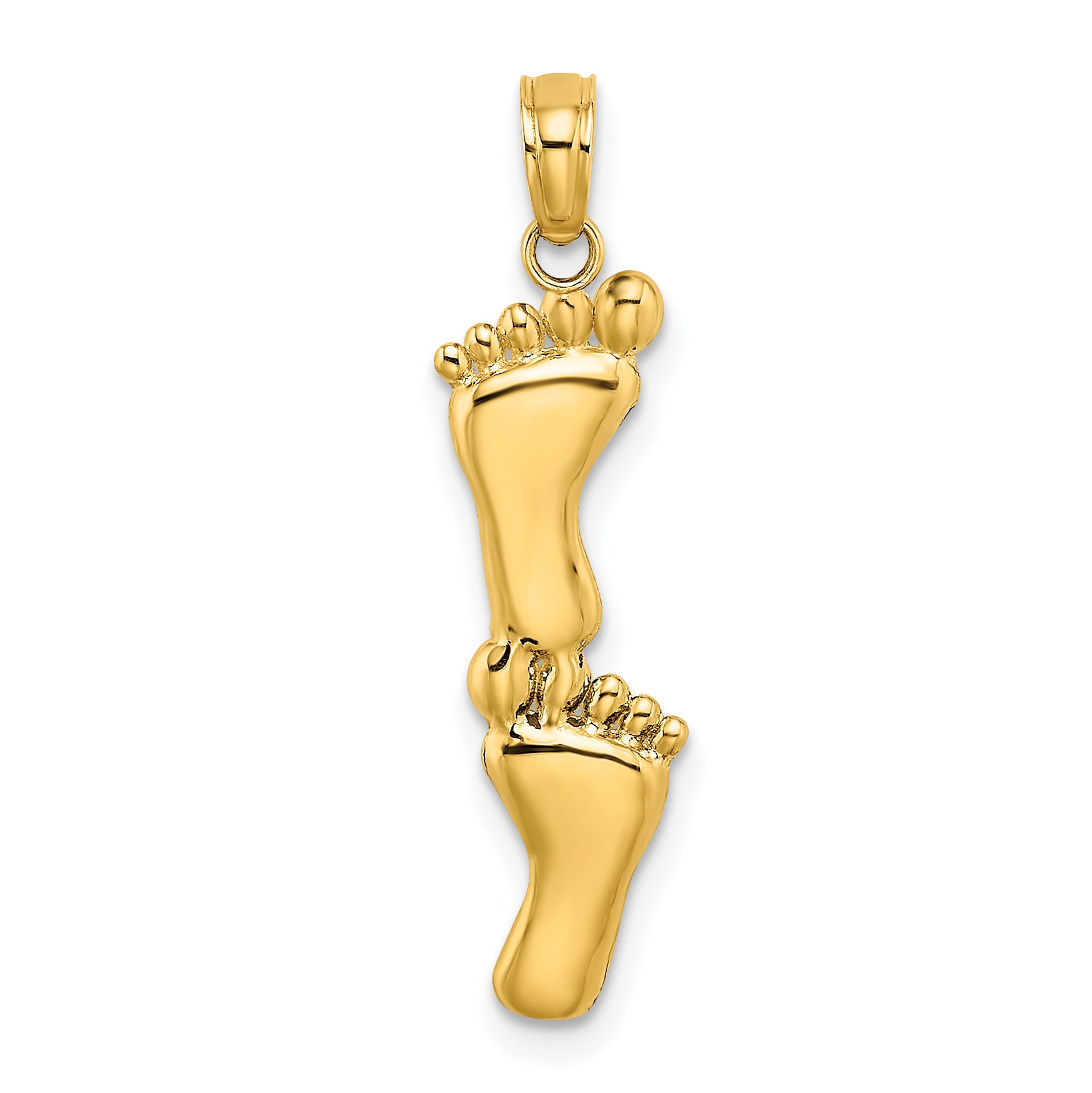 14K Polished Double Vertical Feet Charm Main image