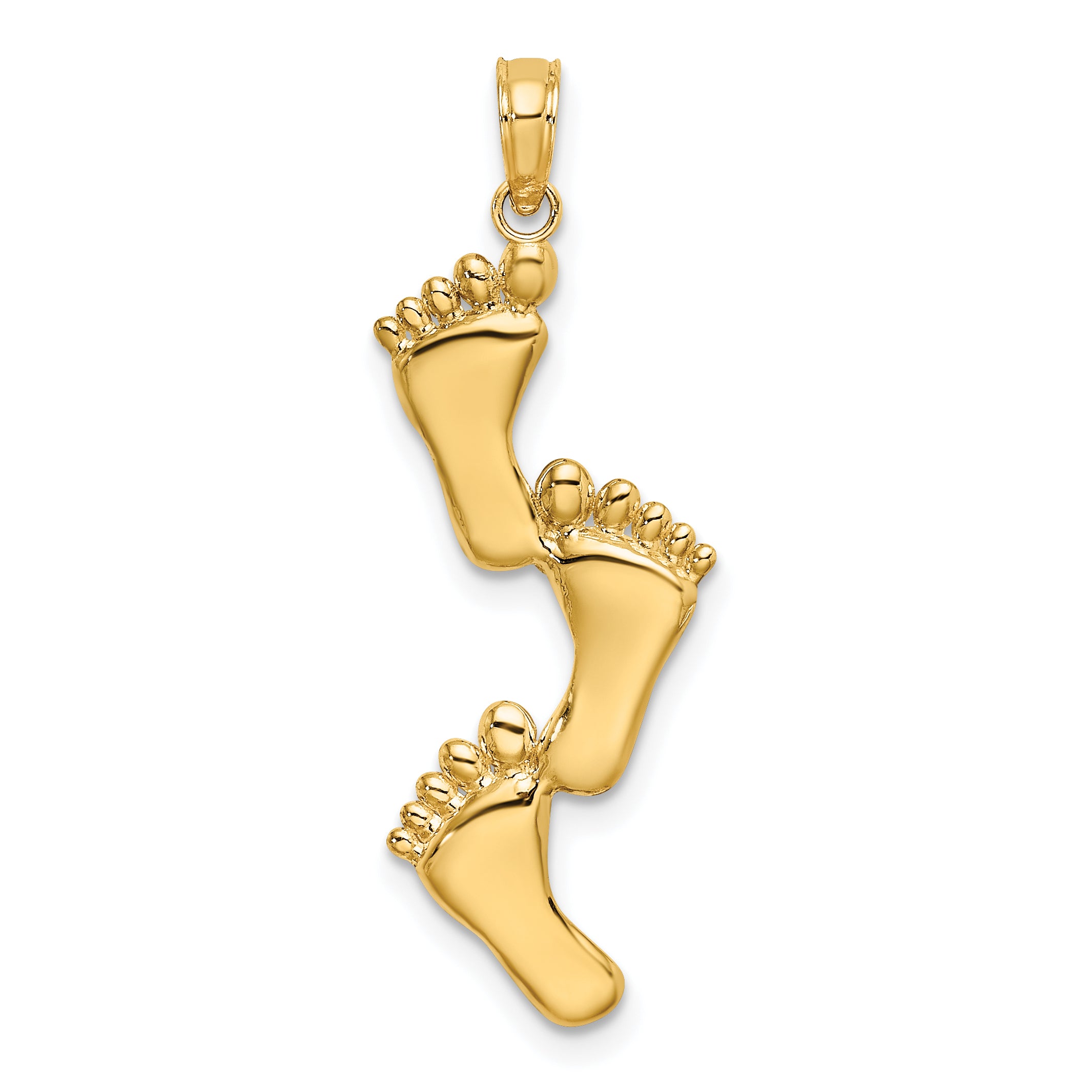 14K Polished Triple Vertical Feet Charm Main image
