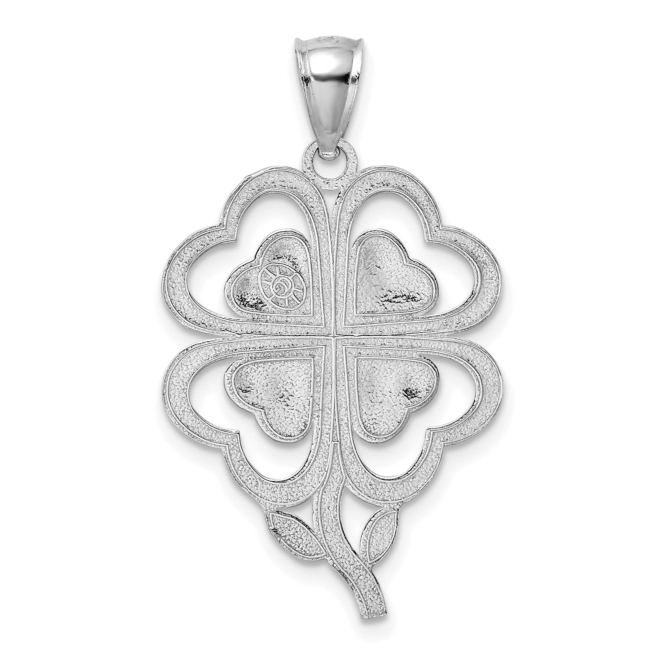 14K White Gold 4-Leaf Clover Charm