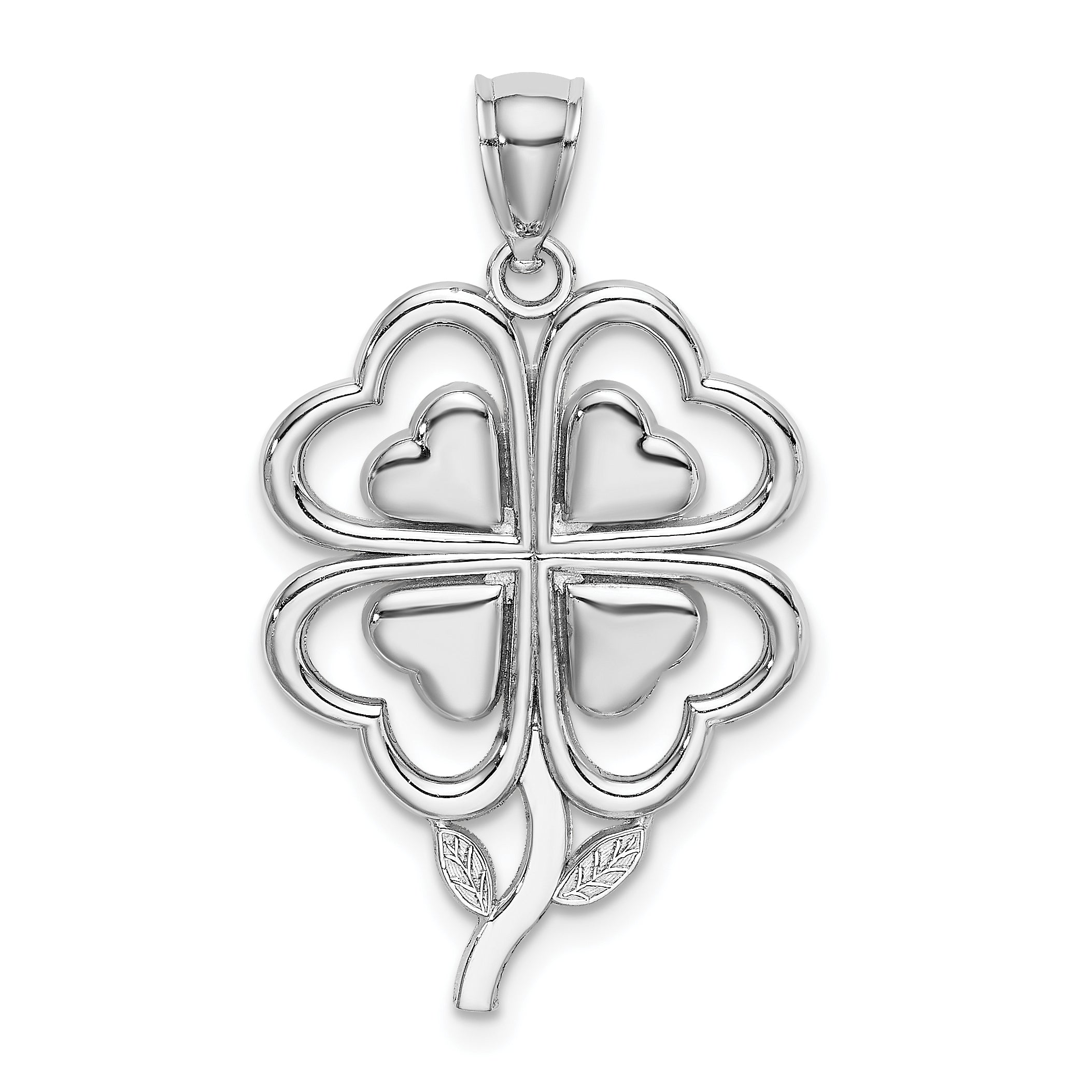 14K White Gold 4-Leaf Clover Charm Main image