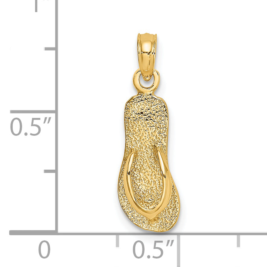 14K Single Polished Strap Flip-Flop Charm