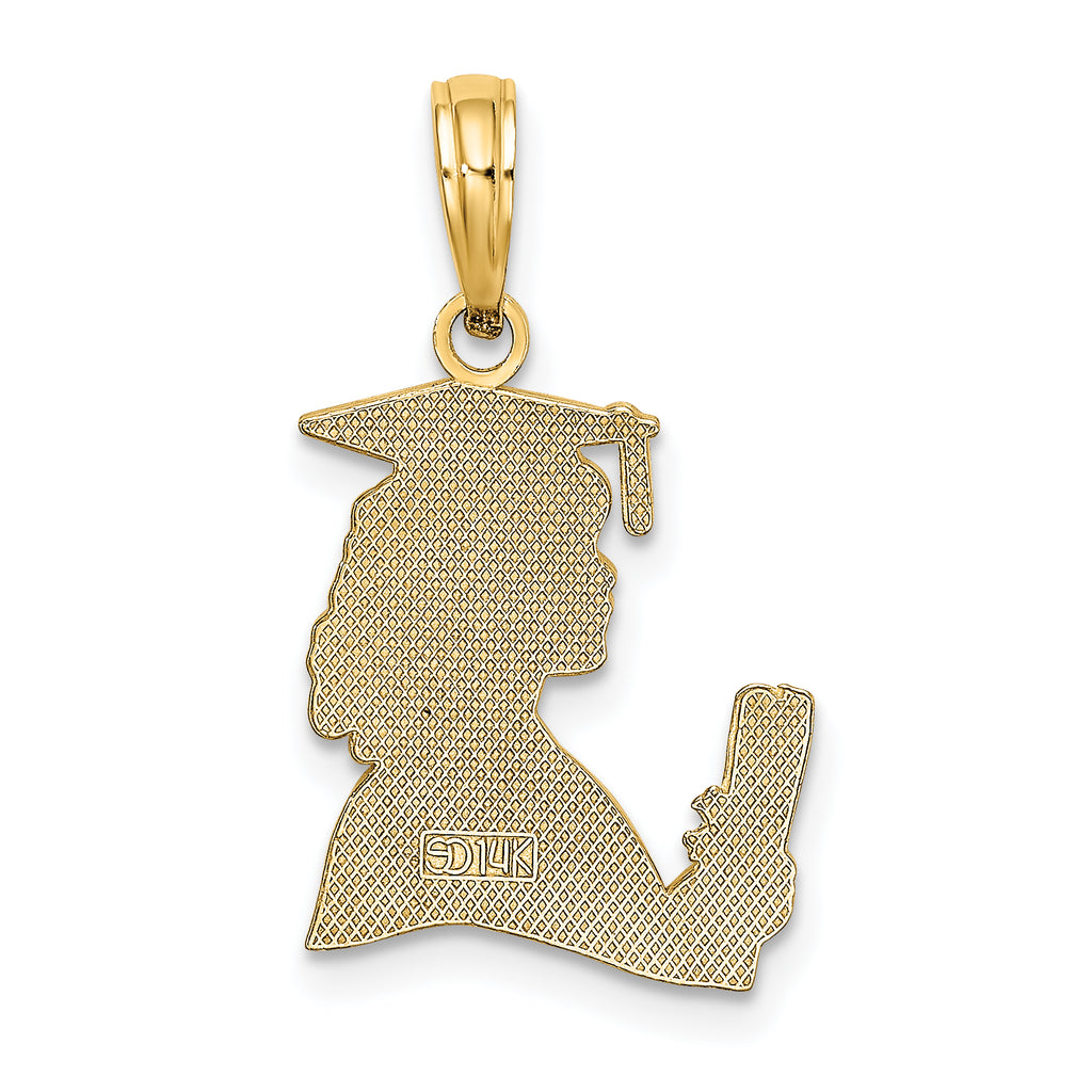14K Polished Female Graduation Profile w/ Diploma Charm