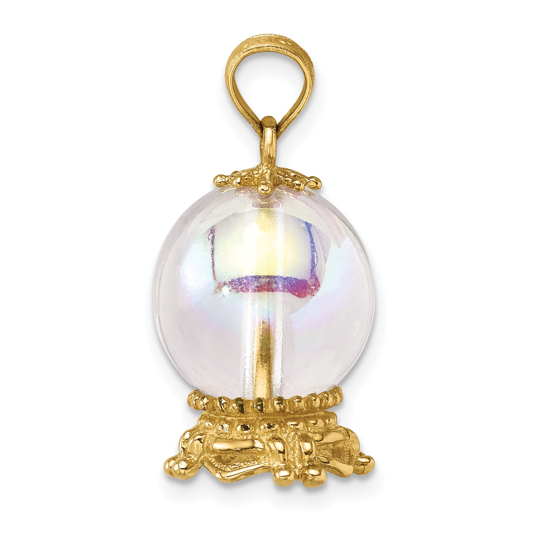 14K 3D Crystal Ball Charm Secondary image
