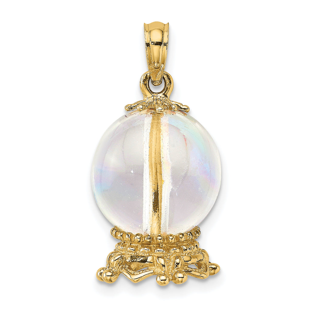 14K 3D Crystal Ball Charm