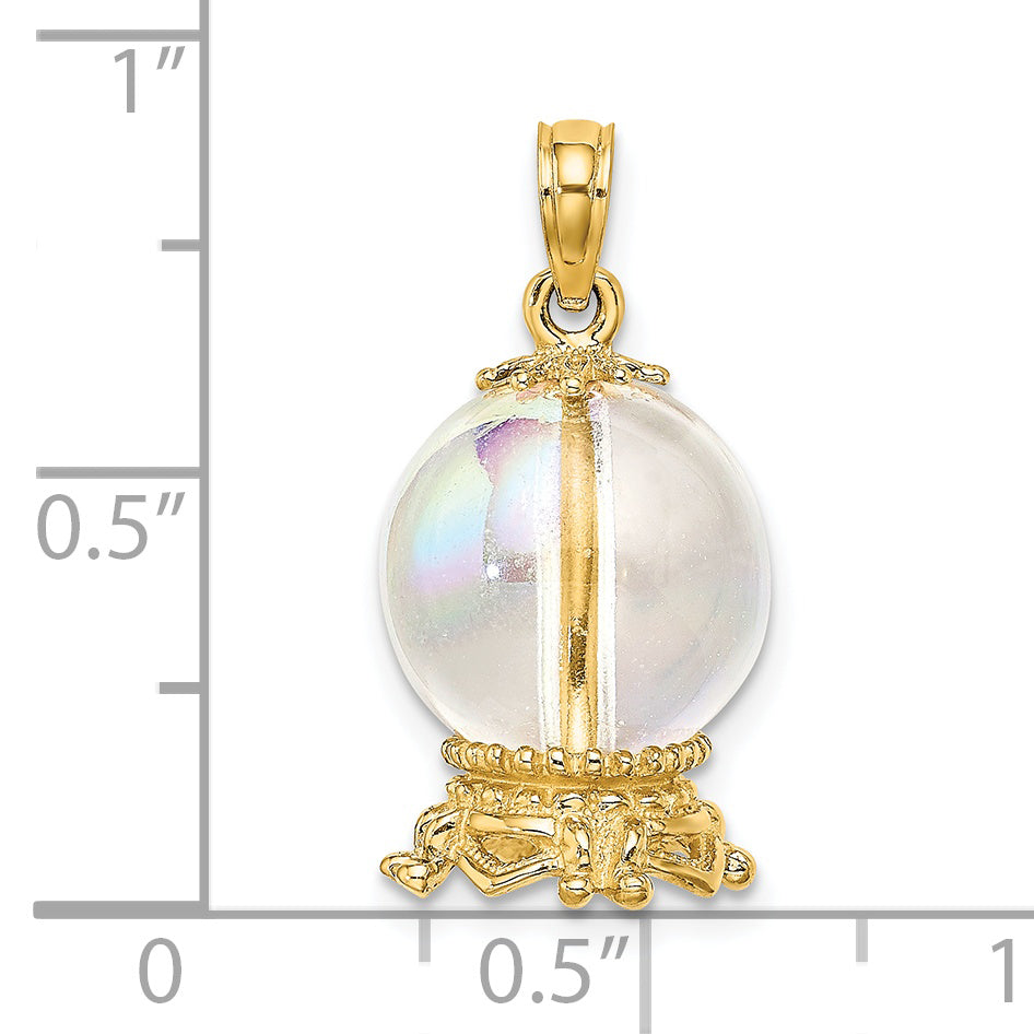 14K 3D Crystal Ball Charm