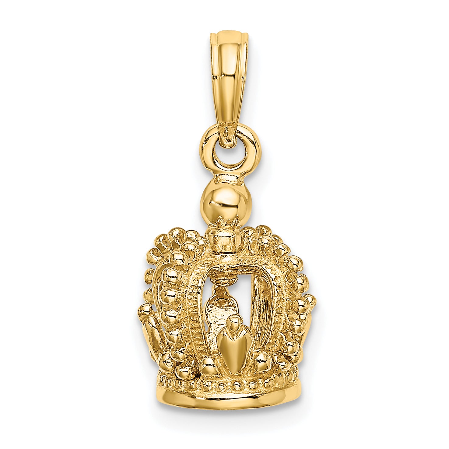 14K 3-D Polished Crown Charm