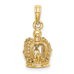 14K 3-D Polished Crown Charm