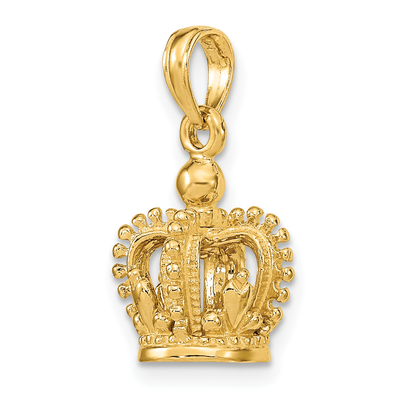 14K 3-D Polished Crown Charm