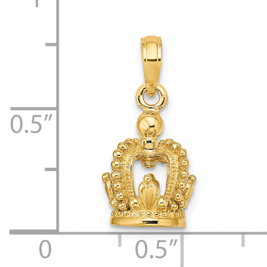 14K 3-D Polished Crown Charm