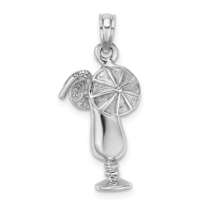 Tropical Drink Charm in 14K White Gold, 18mm - Sophia Jewelers