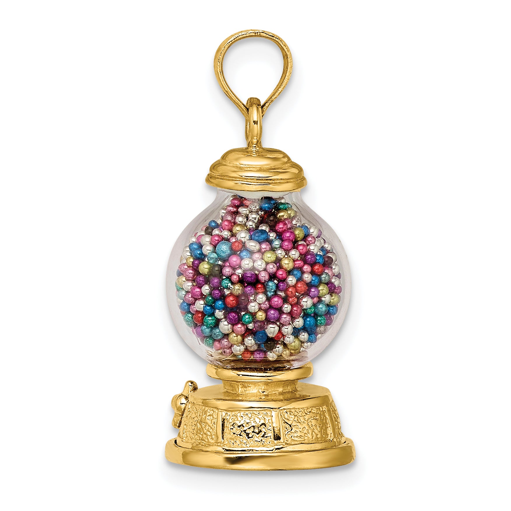 14K 3-D Moveable Gumball Machine Glass Pendant Secondary image