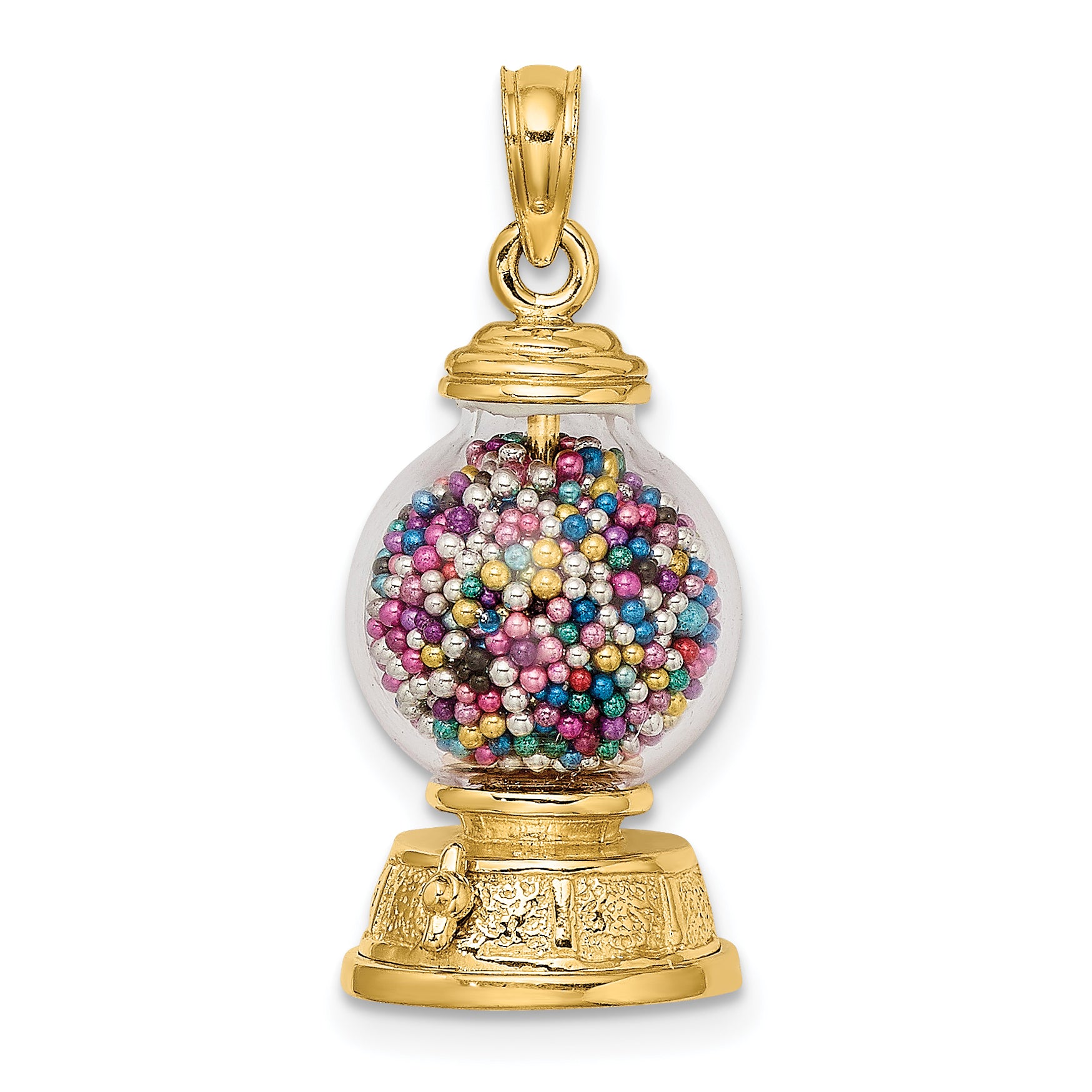 14K 3-D Moveable Gumball Machine Glass Pendant Main image
