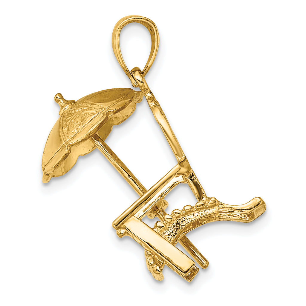 14K 3-D Beach Chair w/ Umbrella Charm