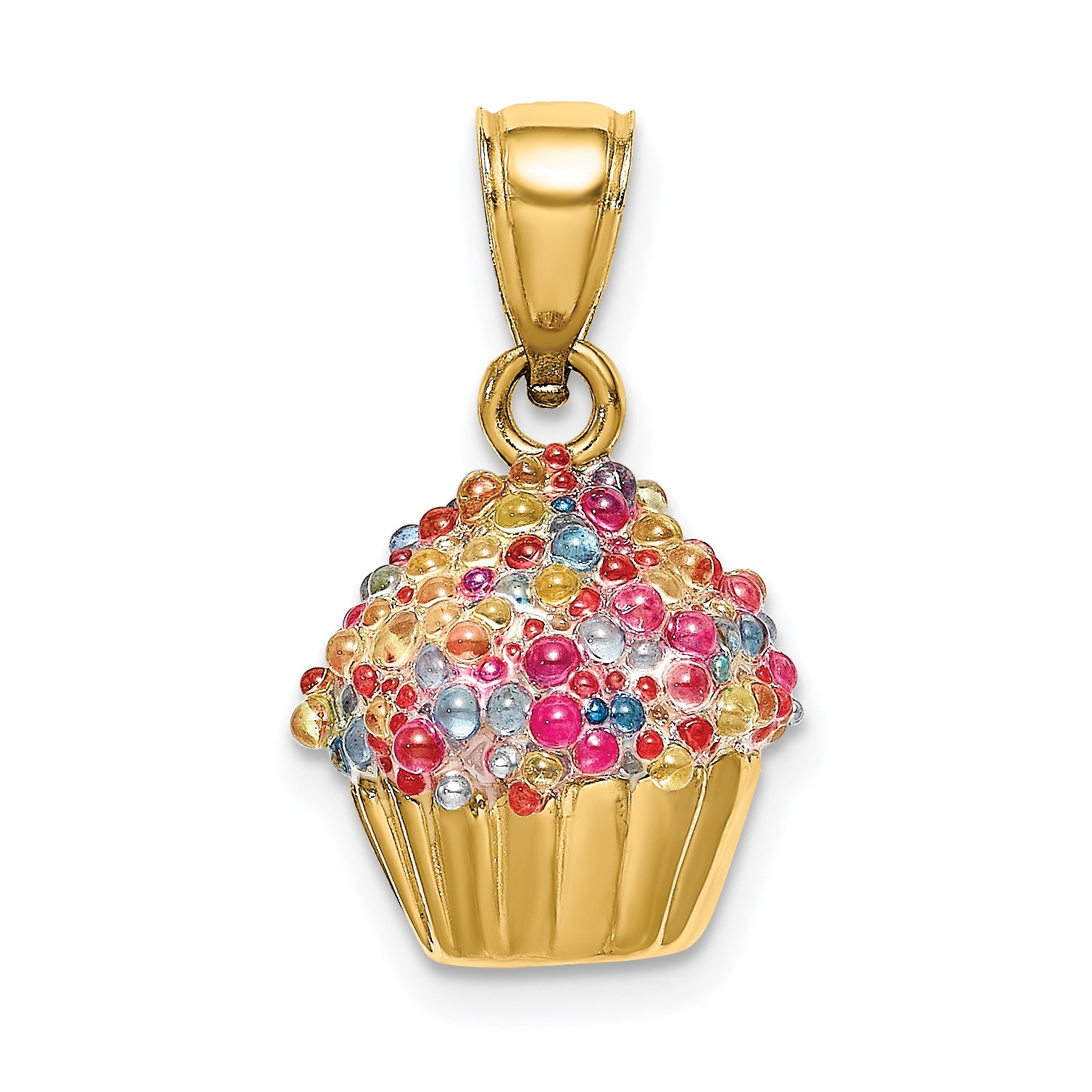 14K 3-D with Colored Bead Icing Cupcake Charm Main image