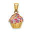 14K 3-D with Colored Bead Icing Cupcake Charm