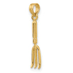 14K 3-D  Fork Garden Tool Charm