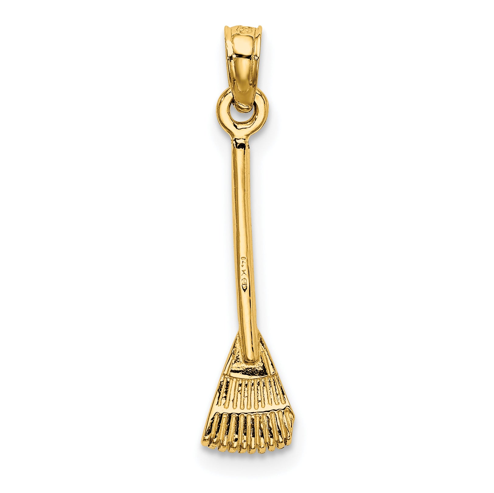 14K 3-D Leaf Rake Garden Tool Charm