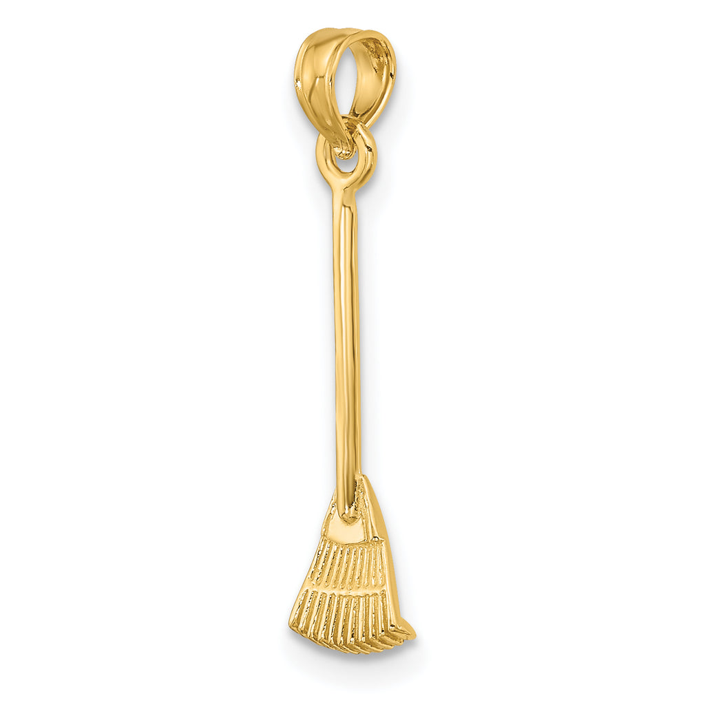 14K 3-D Leaf Rake Garden Tool Charm