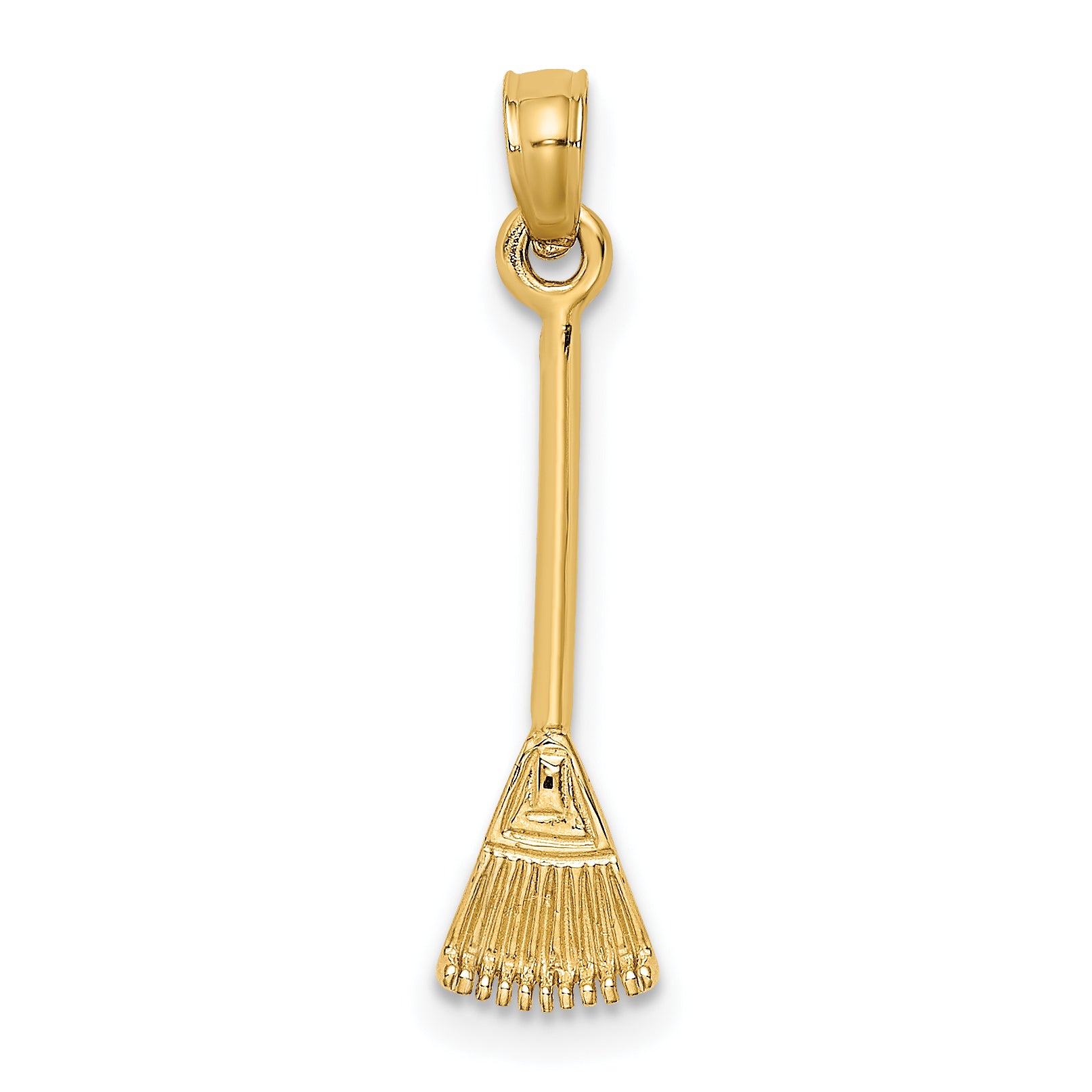 14K 3-D Leaf Rake Garden Tool Charm Main image