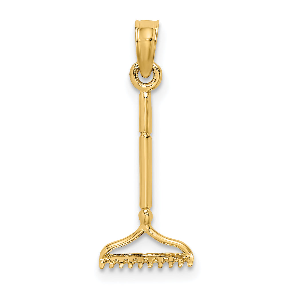 14K 3-D Landscape Rake Garden Tool Charm