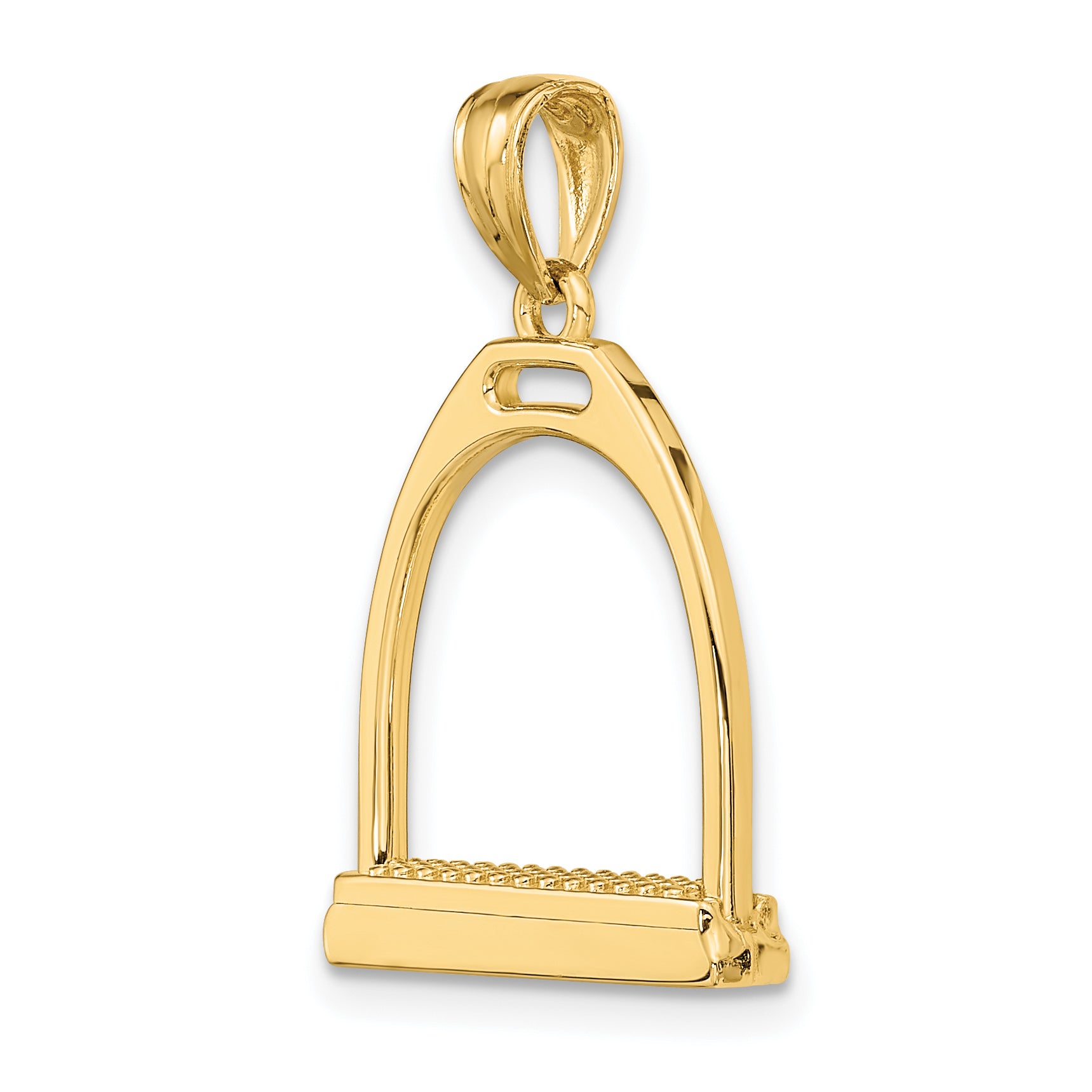 14K 3-D and Polished Large Horse Stirrup Charm