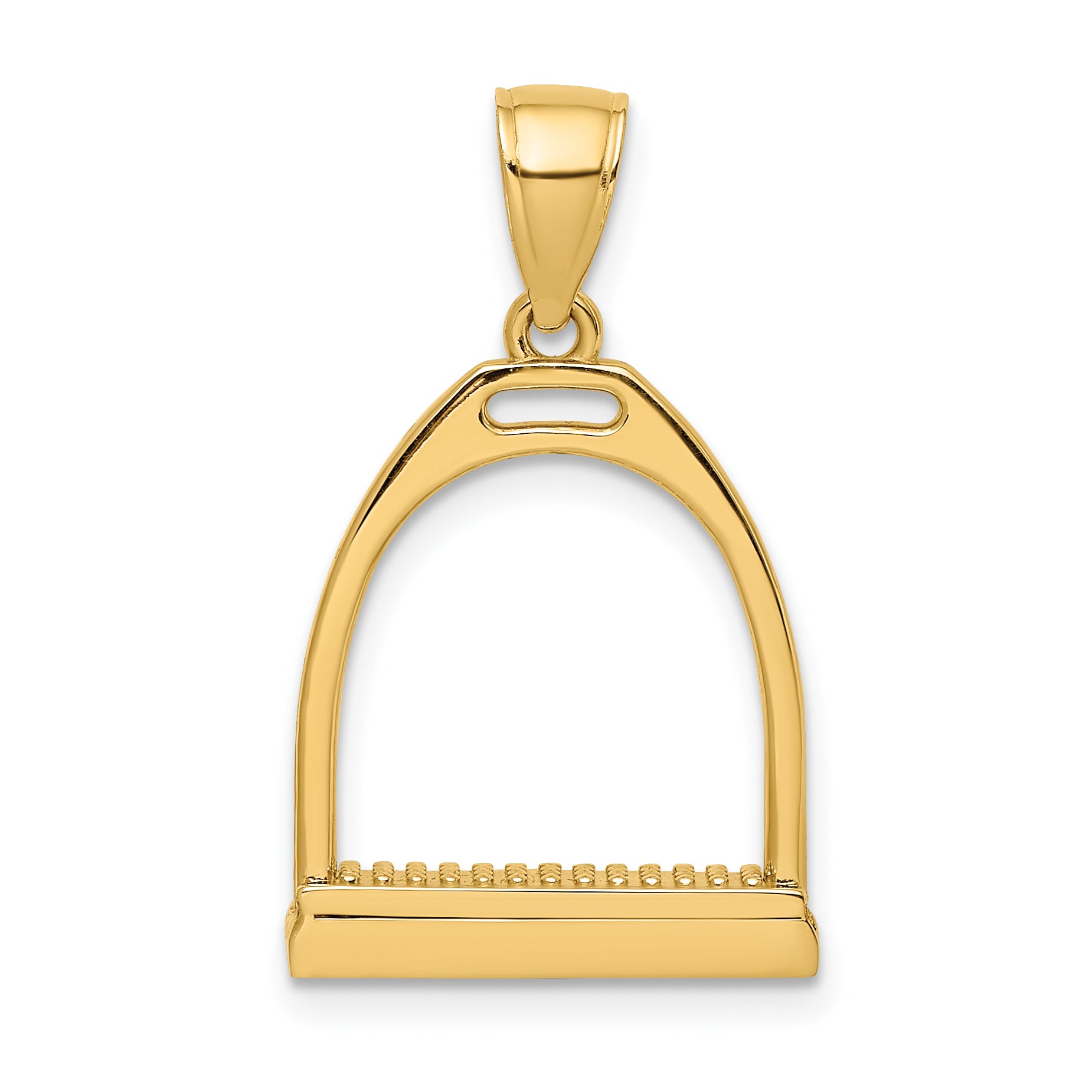 14K 3-D and Polished Large Horse Stirrup Charm Main image