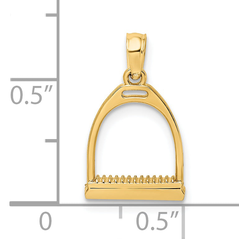 14K 3-D Polish Small Horse Stirrup Charm