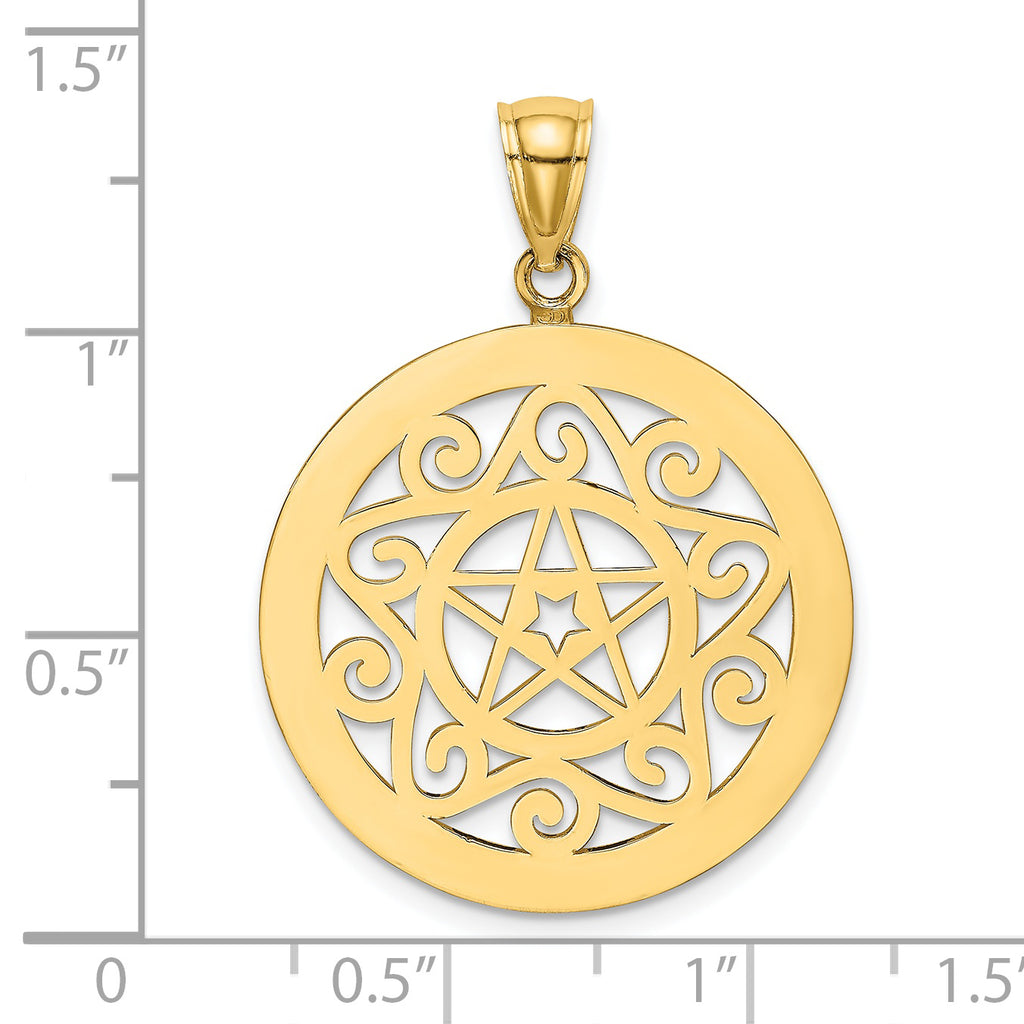 14K Tribal Star In Round Frame Charm