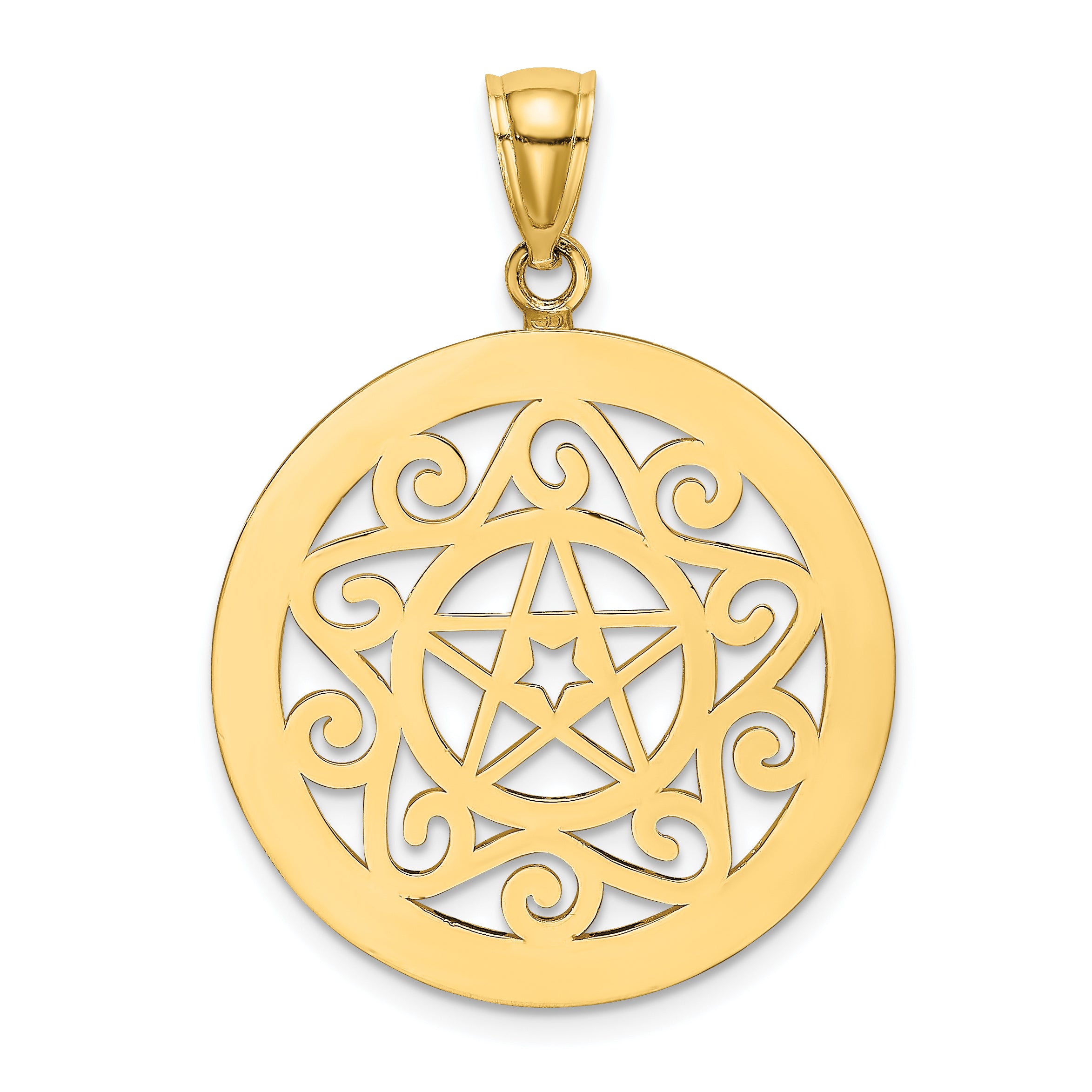 14K Tribal Star In Round Frame Charm Main image