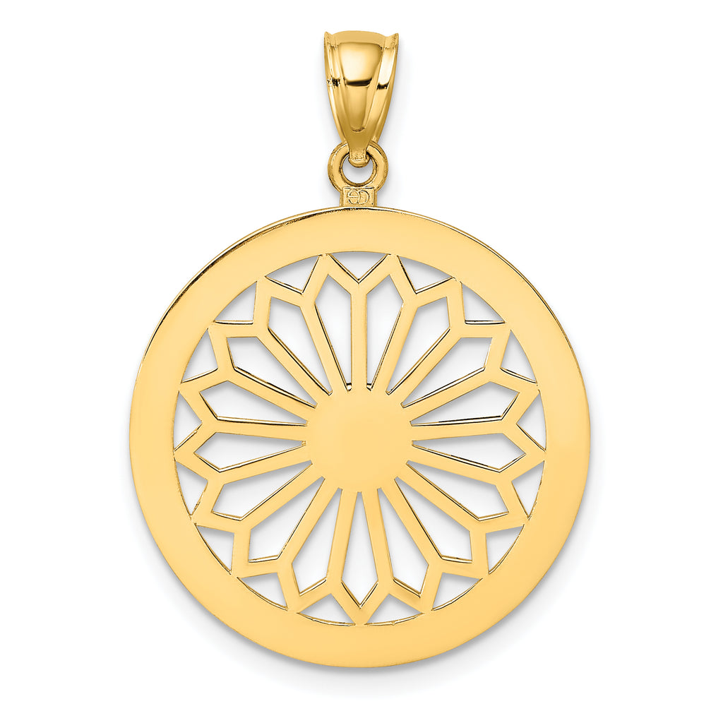 14K Retro Daisy In Round Frame Charm